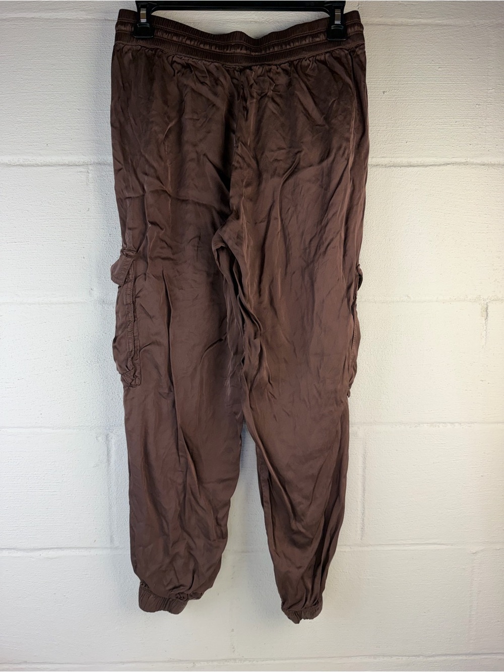 Aerie Brown Satin Jogger Pants, Small - Picture 3 of 5